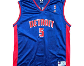 Vintage Champion Detroit Pistons Signed Rodney White NBA Basketball Jersey - XL