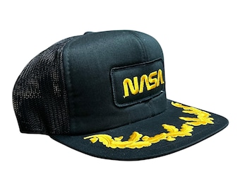 Vintage NASA Scrambled Eggs Worm Logo Trucker Hat