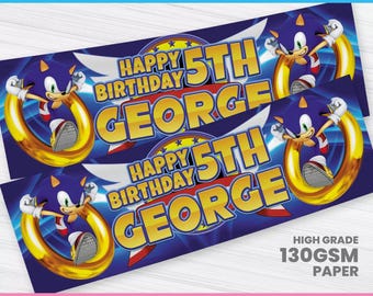 Personalized Sonic Birthday Banner: Custom Name Party Decoration