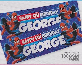 Personalised Spiderman Birthday Banner | Custom Spidey & Friends Party Decor | Superhero Backdrop | Any Name Age | Boy Birthday Sign