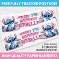 Personalised Stitch Birthday Banner with Stitch Party Banner Any Name Girl Boy Banners