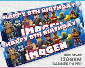 Personalized Roblox Birthday Banner: Custom Name, Roblox Characters