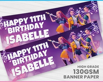 Personalized KPOP Demon Hunters Birthday Banner: Custom Name, KPOP Characters