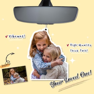 Custom Photo Car Air Freshener for Family, Felt Picture Car Charm Gift for Mom or Dad