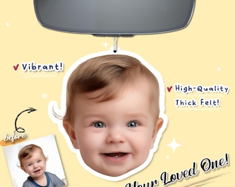 Ambientador para coche con foto personalizada: Regalo personalizado de fieltro con retrato