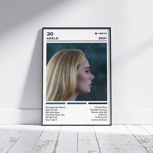 Adele Poster Print | 30 Album Poster | Music Poster | Album Cover Poster | Wall Decor | Music Gift | Room Decor