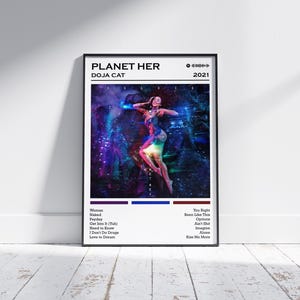 Poster chat Doja | Planète son album poster | Affiche de musique | Poster de la pochette de l&#39;album | Décoration murale | Cadeau musique | Décoration de la chambre