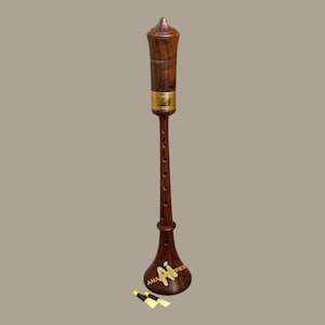 Mittelalterliche Schalmei Palisander RAUSCHPFEIFE Kleines Holzinstrument mit zwei Rohren