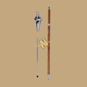 3 Parts Drum Major Mace & Stick Chrome Flat Head with Chrome Lion and Crown Head Top Stick Malacca Cane Shaft Stick with Free Soft Case
