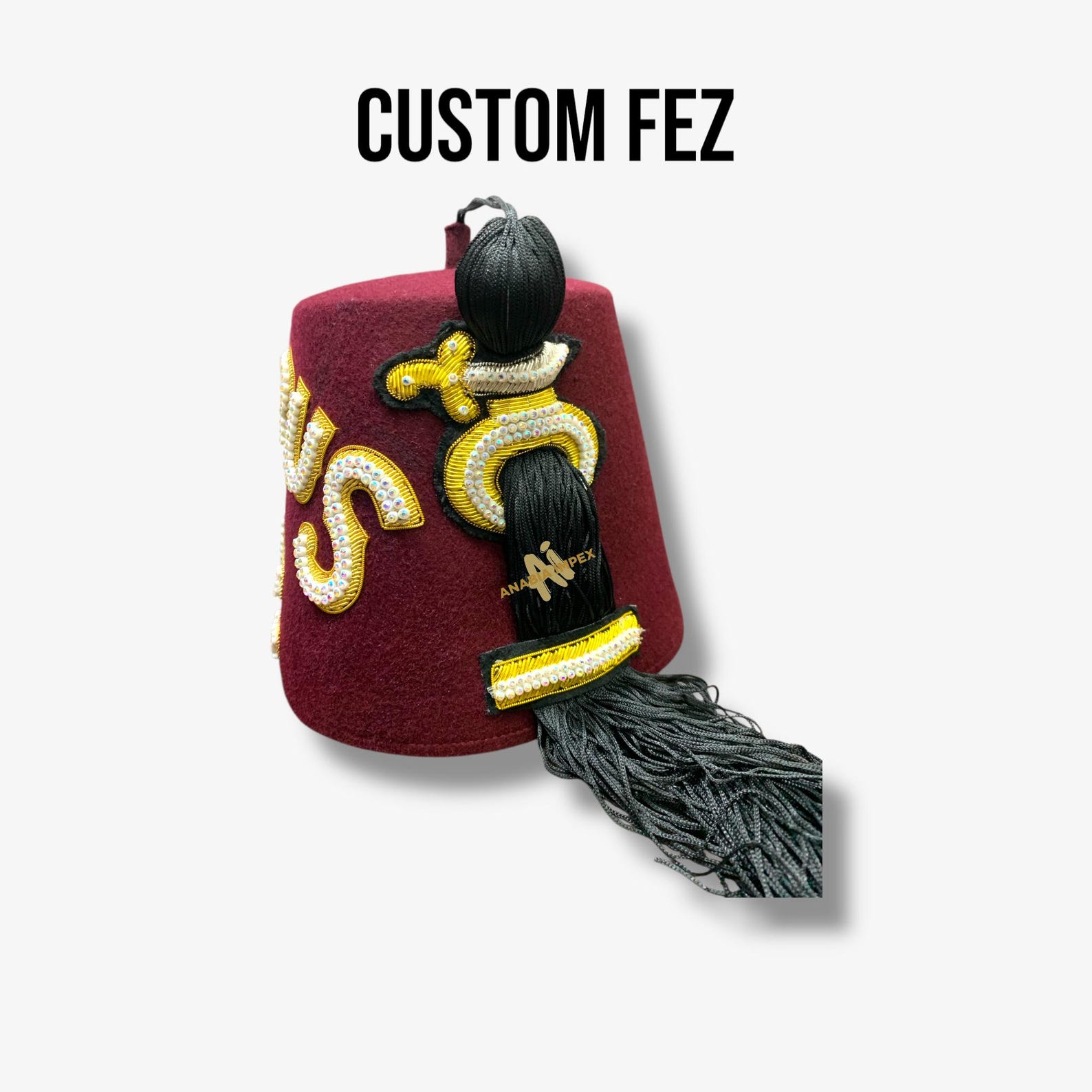 Custom Embroidered Maroon Wool Fez Hat: Shriner's Lodge Name & Number ...