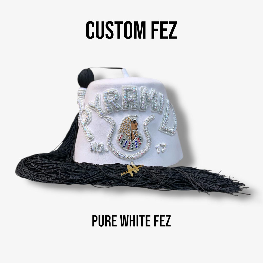 Masonic Daughter of ISIS Fez Hat - Full White DOI Fez - Custom Court ...