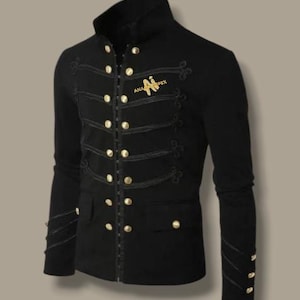 Men&#39;s Black Medieval Knight Jacket Victorian Gothic Style Jacket Steampunk Gothic Jacket for Men