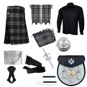 Ensemble en kilt de chardon écossais pour homme, 10 pièces, tenue de mariage en kilt de chardon des montagnes pour homme disponible dans 45+ tartans de clan