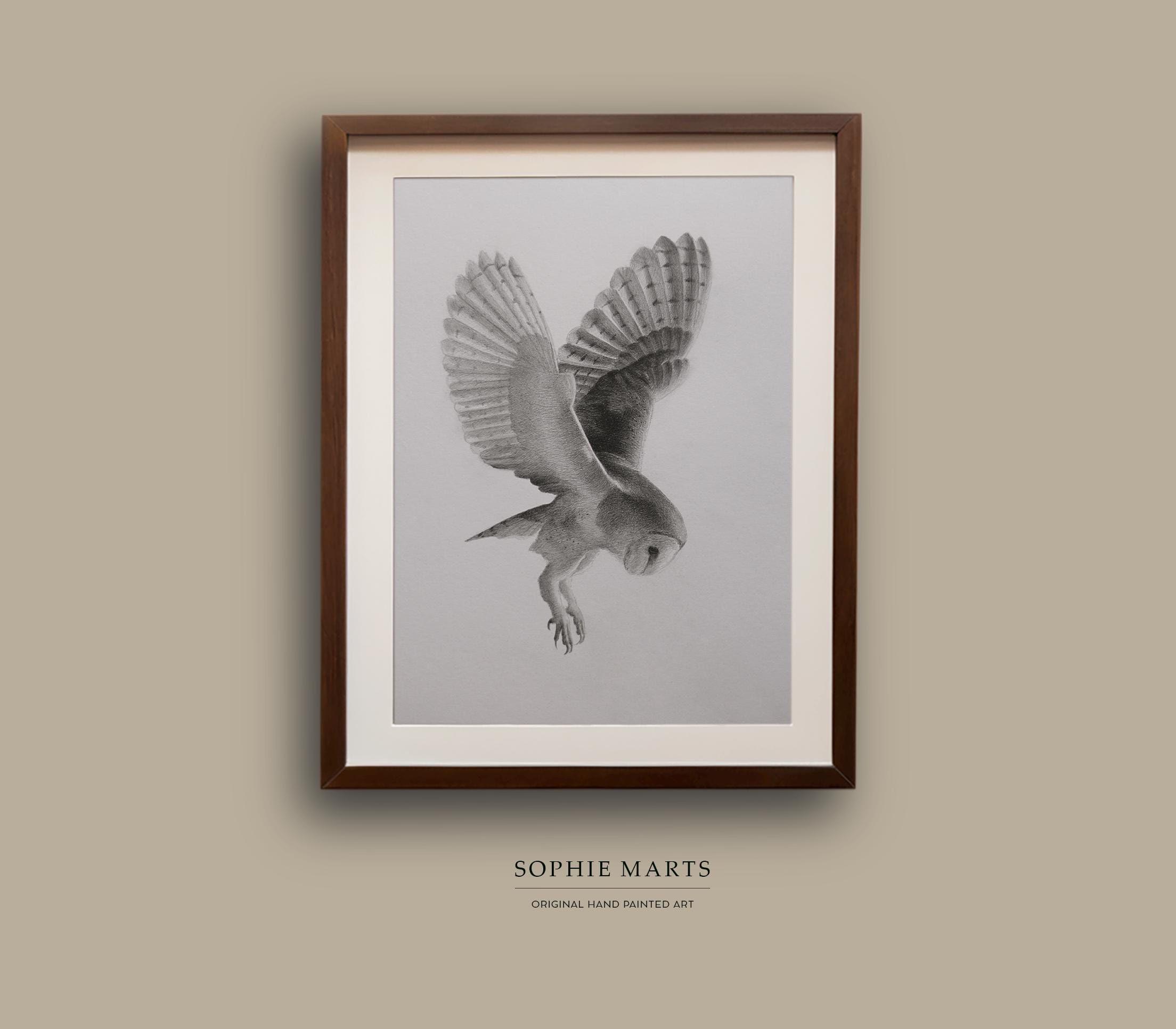 Silent Flight – Original Owl Drawing in Graphite Pencil
