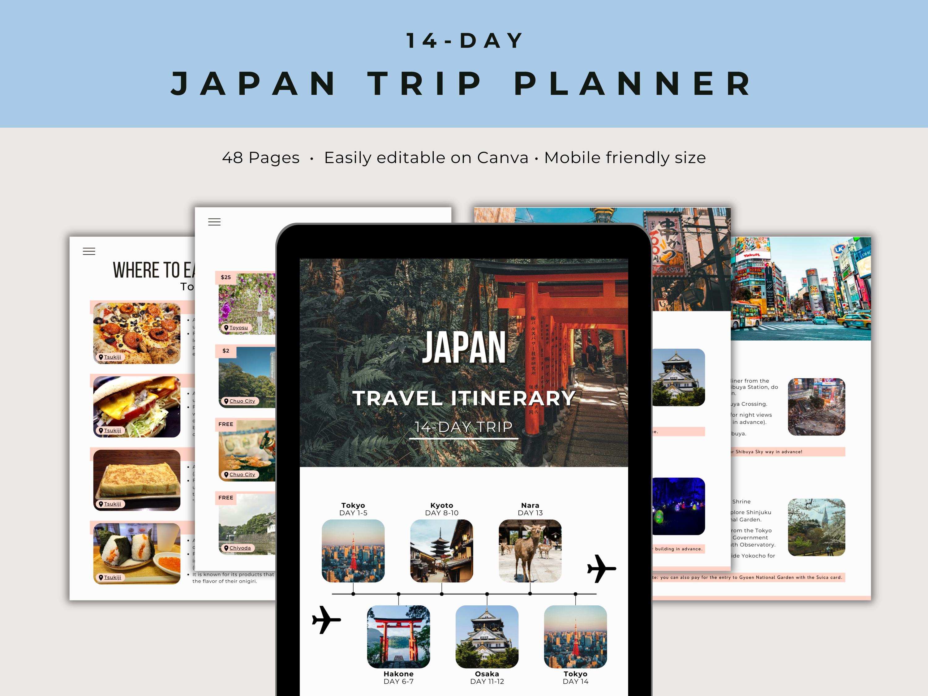 Japan Travel Itinerary 14 Days - Etsy