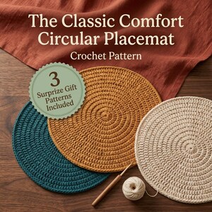 CROCHET PATTERN - Crochet Placemat Pattern | Crochet Round Placemat | Classic Comfort Circular Placemat Crochet Pattern | Beginner Crochet
