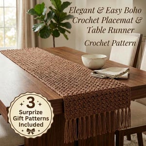 Crochet Table Runner Pattern - Elegant and Easy Boho Crochet Placemat & Table Runner - Crochet Easy Table Runner - Easy Beginner Home Decor