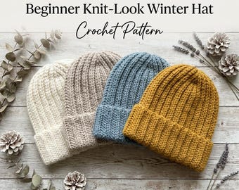 Modèle de bonnet au crochet - Modèle de bonnet d'hiver au crochet - Modèle de bonnet au crochet - Modèle de crochet pour débutants - Modèle de cadeau au crochet - PDF