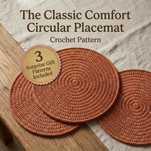 Crochet Placemat Pattern | Crochet Round Placemat | Classic Comfort Circular Placemat Crochet Pattern | Beginner Crochet Pattern |  PDF
