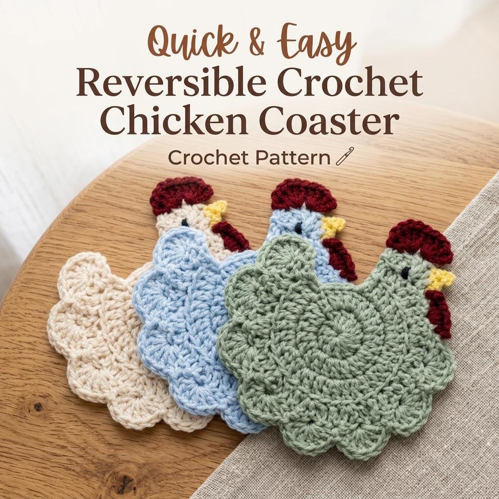 Crochet Coaster Pattern Crochet Chicken Coaster