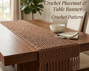 Crochet Table Runner Pattern - Elegant and Easy Boho Crochet Placemat & Table Runner - Crochet Easy Table Runner - Easy Beginner Home Decor