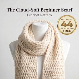 CROCHET PATTERN - Easy Beginner Crochet Scarf Pattern PDF | Simple One-Step Crochet Scarf  | Buy 1 and Get 44 Crochet Patterns Free