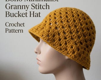 Modèle de chapeau bob au crochet - Chapeau bob bohème minimaliste au point grand-mère - Chapeau de soleil au crochet - Crochet débutant - Cadeau au crochet