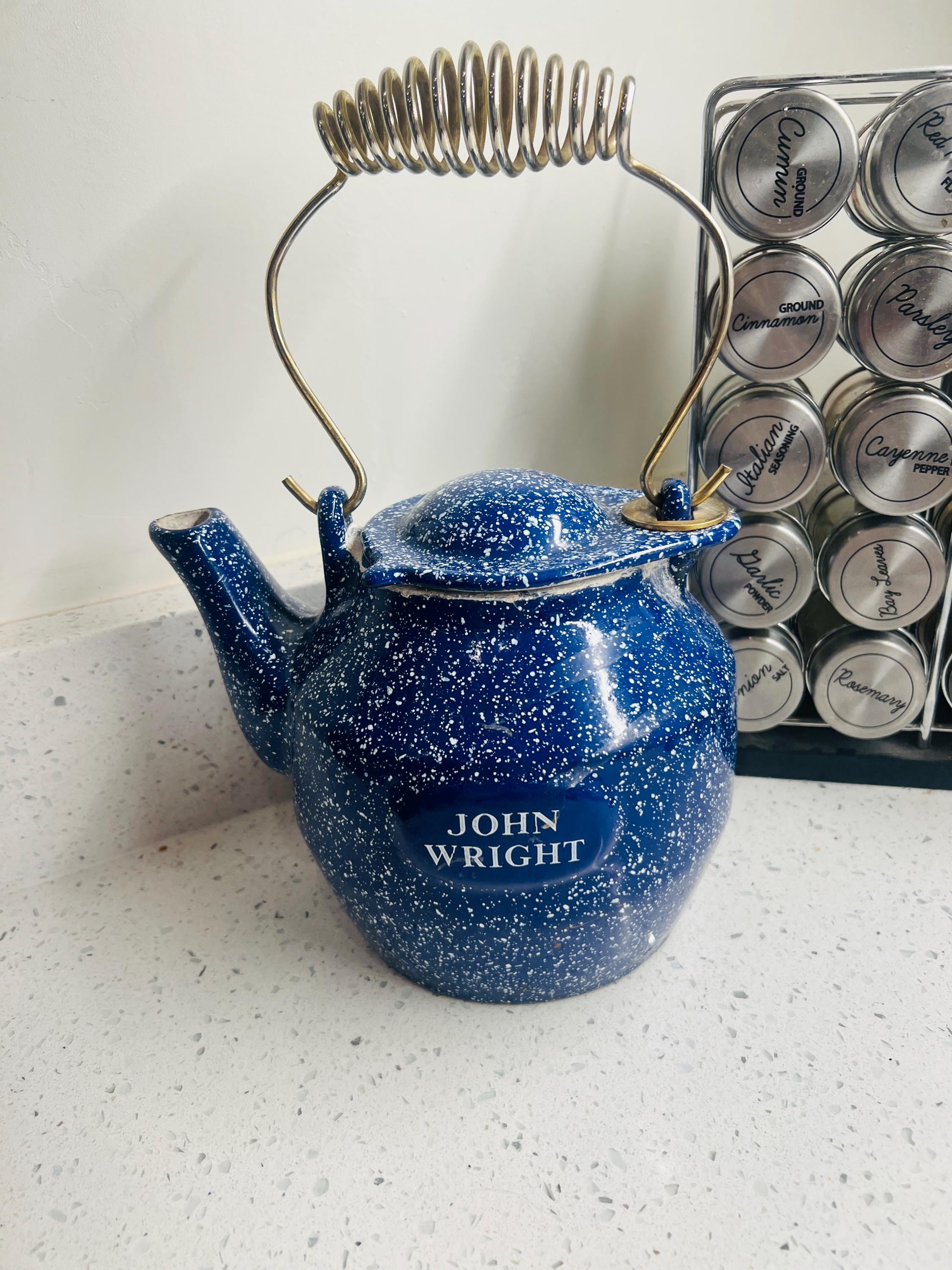 Vintage John Wright Cast Iron Kettle,antique Cast Iron Cookware