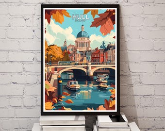 Hull England Travel Poster – Minimalist UK City Art Print