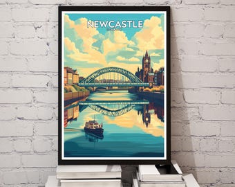 Newcastle Travel Poster: Minimalist UK City Art Print
