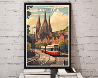 Sheffield Travel Poster – Colourful Sheffield City Wall Art Print