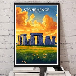 Stonehenge Travel Poster – UK Landmark Wall Art – England Decor Print – Wiltshire Historical Art – Minimalist Stonehenge Illustration