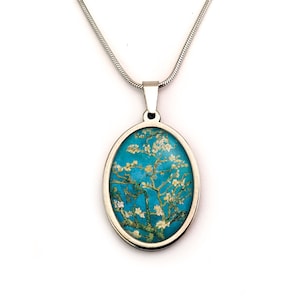 Van Gogh blue necklace, Almond blossom, woman necklace, blue necklace, Van Gogh jewelry, vintage jewelry, bohemian necklace
