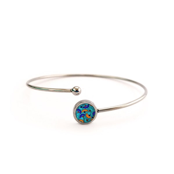 Armband Rush, Edelstahl, Frau, blau, Blumen, Glas, Schmuck, Geschenk