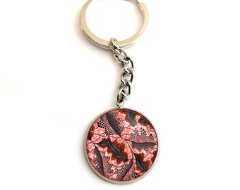 Porte clé rose, bijoux, femme, maison, voiture, vintage, pendentif, bijou de sac, acier inoxydable