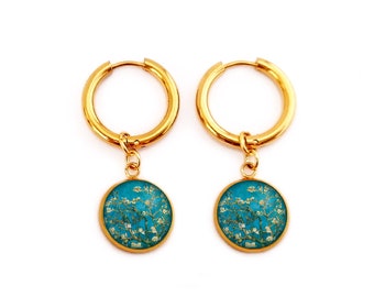 Boucles d'oreilles fantaisie, Van Gogh, Amandier en fleurs, bijoux bohèmes, or, argent, femme, fleurs, acier inoxydable, cadeau