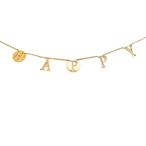 Collar feliz, cartas, mujer, oro, acero inoxidable, collar, joyería de mujer