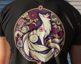 Kitsune Fox T-Shirt: Japanese Yokai Nine-Tailed Fox Graphic Tee
