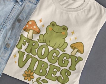 T-shirt med grafisk design från Froggy Vibes | Cottagecore Mushroom Tee