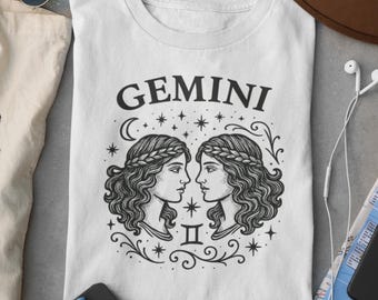 Gemini Zodiac Shirt: Twin Symbol Astrology Graphic Tee