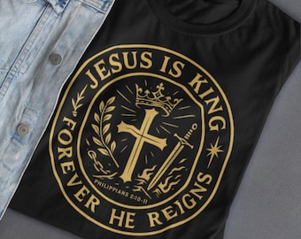 Camiseta "Jesús es Rey": Ropa cristiana con versículos bíblicos y fe