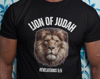 Lion Of Judah TShirt, Christian Graphic Tee, Revelations 5:5 Bible Verse Shirt, Distressed Religious Shirt, Faith-Based Gift For Men & Women