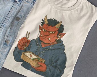 Oni in hoodie comfort kleuren T-shirt: Japanse Yokai Streetwear