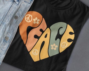 Retro 70s Peace Sign T-Shirt: Groovy Hippie Style