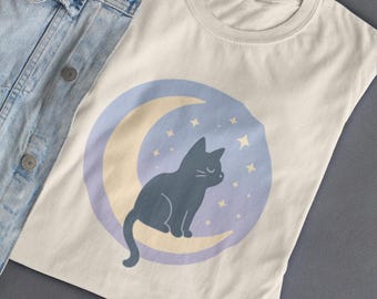 Himmlische Katze T-Shirt | Witchy Moon Grafik-T-Shirt