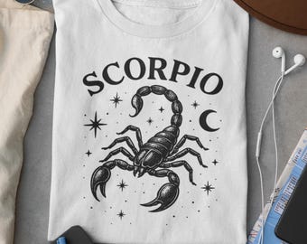 Scorpio Zodiac Shirt: Scorpion & Moon Graphic Tee - Comfort Colors
