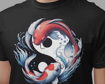 Yin Yang Koi Fish T-Shirt: Japanese Splash Art, Zen Gift