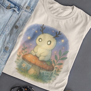 Forest Spirit Mushroom Shirt: Cottagecore Kodama Art Tee