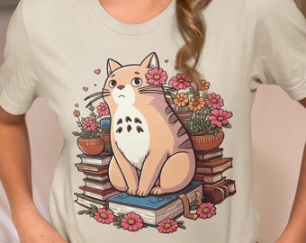 Literary Cat T-Shirt: Whimsical Book Lover Tee