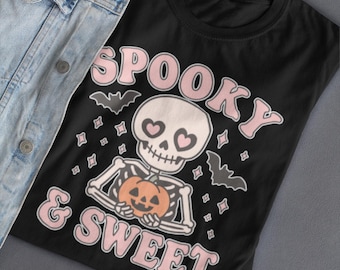 Pastel Goth Halloween Shirt: Gruseliges Skelett Kürbis-T-Shirt